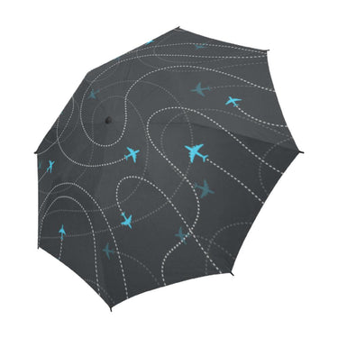 AIRCRAFT DESTINATIONS DARK SEAMLESS BACKGROUND. SEMI-AUTOMATIC FOLDABLE UMBRELLA (MODEL U05) e-joyer